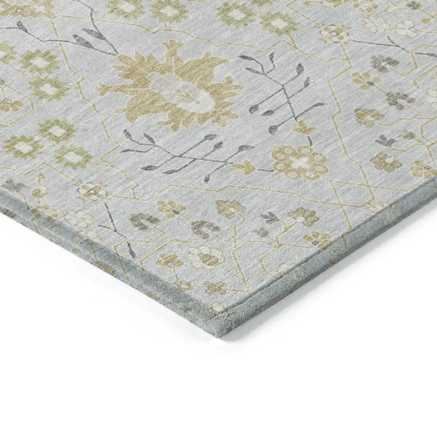 Silver Gray And Gold Oriental Washable Indoor Outdoor Area Rug Photo 5