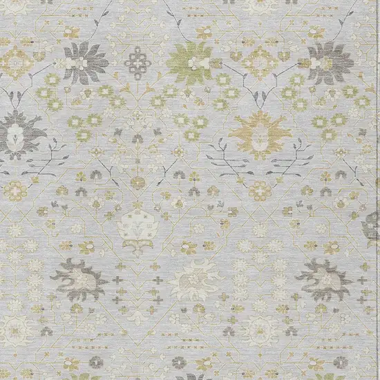 Silver Gray And Gold Oriental Washable Indoor Outdoor Area Rug Photo 6
