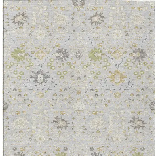 Silver Gray And Gold Oriental Washable Indoor Outdoor Area Rug Photo 6