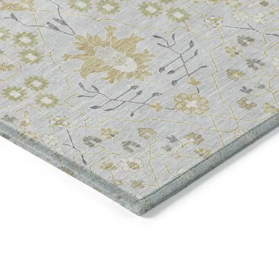 Silver Gray And Gold Oriental Washable Indoor Outdoor Area Rug Photo 4