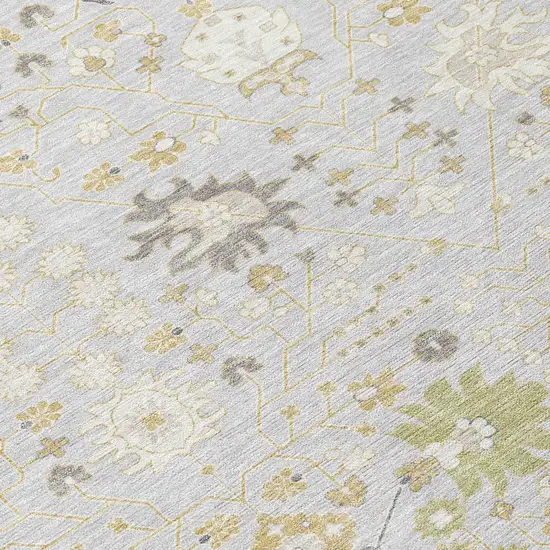 Silver Gray And Gold Oriental Washable Indoor Outdoor Area Rug Photo 5