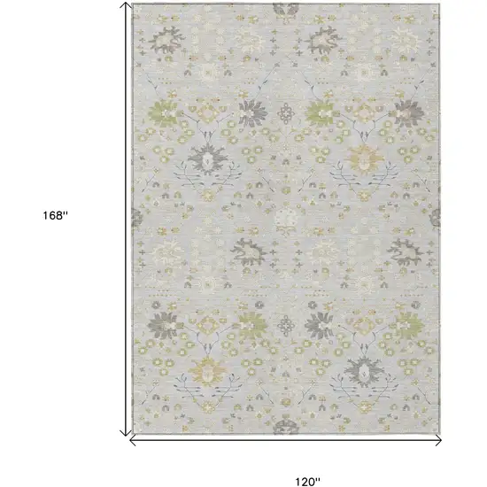 Silver Gray And Gold Oriental Washable Indoor Outdoor Area Rug Photo 3