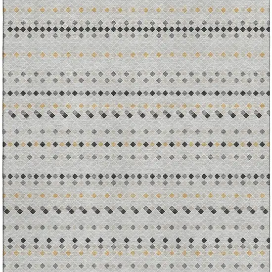 Silver Gray And Gold Striped Washable Area Rug With UV Protection Photo 2
