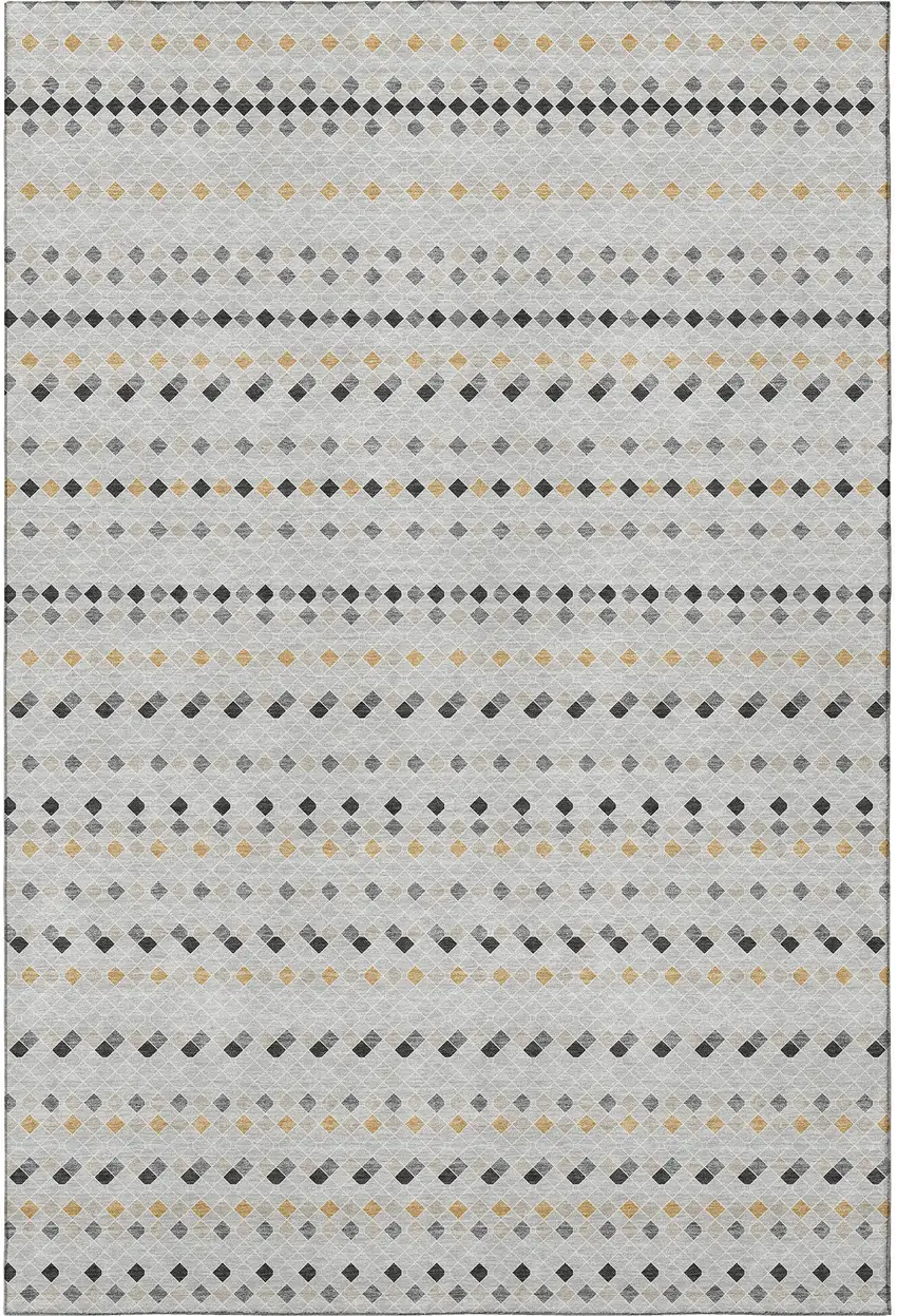 Silver Gray And Gold Striped Washable Area Rug With UV Protection Photo 3