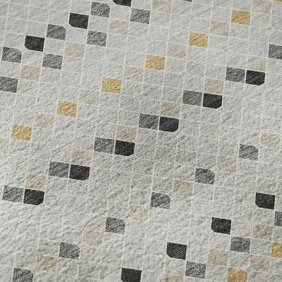 Silver Gray And Gold Striped Washable Area Rug With UV Protection Photo 8