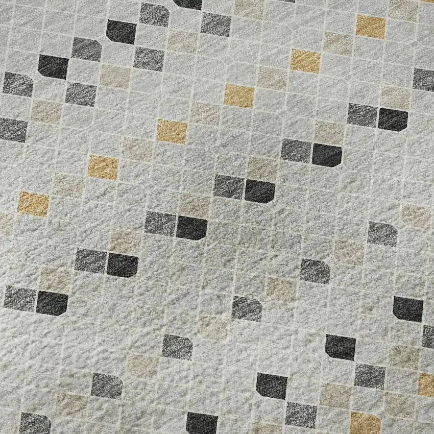 Silver Gray And Gold Striped Washable Area Rug With UV Protection Photo 8