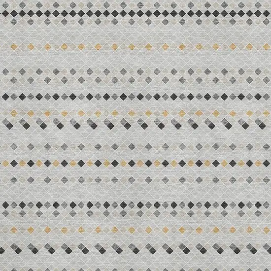 Silver Gray And Gold Striped Washable Area Rug With UV Protection Photo 2
