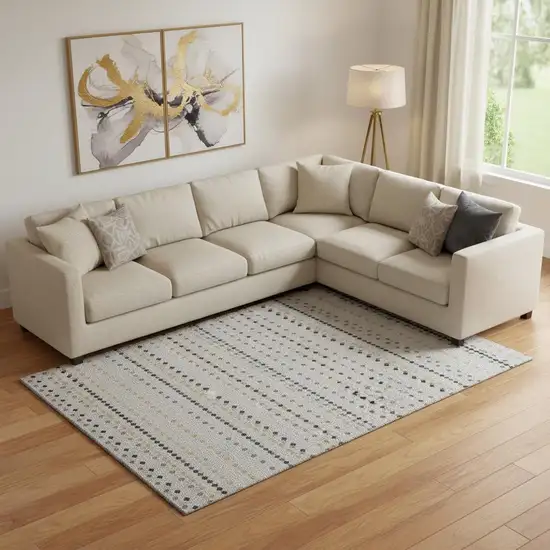 Silver Gray And Gold Striped Washable Area Rug With UV Protection Photo 2