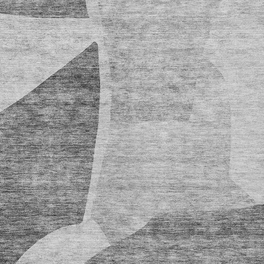Silver Gray And Graphite Abstract Washable Indoor Outdoor Area Rug Photo 6