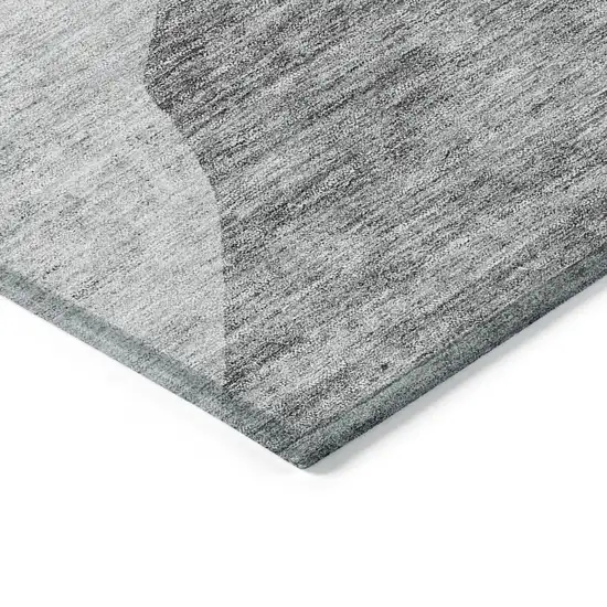 Silver Gray And Graphite Abstract Washable Indoor Outdoor Area Rug Photo 5
