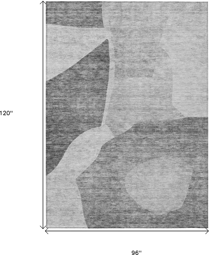 Silver Gray And Graphite Abstract Washable Indoor Outdoor Area Rug Photo 3