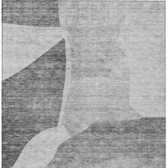 Silver Gray And Graphite Abstract Washable Indoor Outdoor Area Rug Photo 6