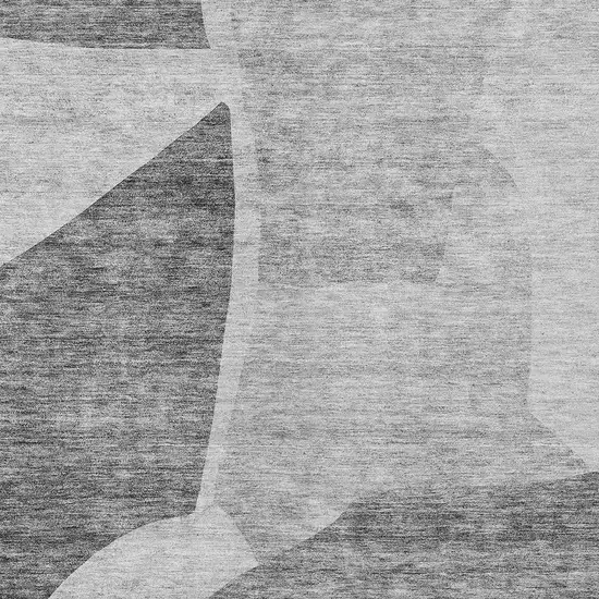 Silver Gray And Graphite Abstract Washable Indoor Outdoor Area Rug Photo 5