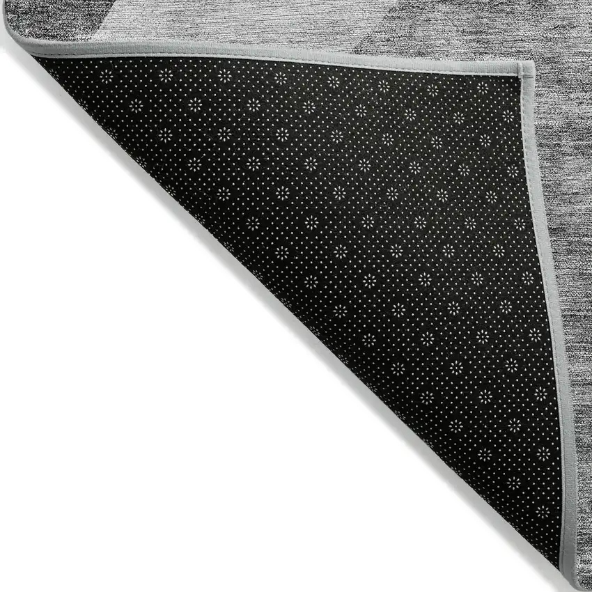 Silver Gray And Graphite Abstract Washable Indoor Outdoor Area Rug Photo 4