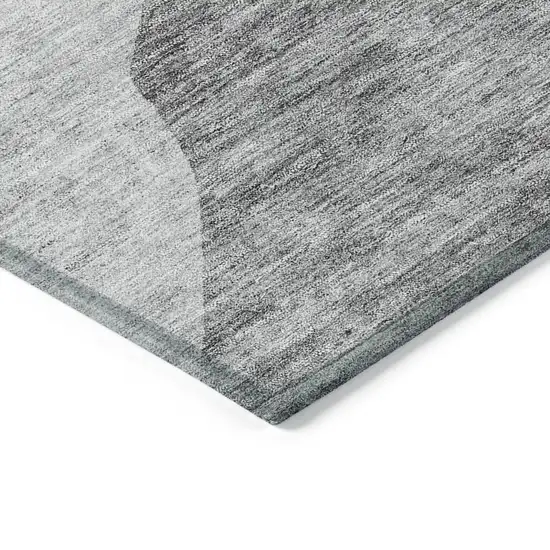 Silver Gray And Graphite Abstract Washable Indoor Outdoor Area Rug Photo 5