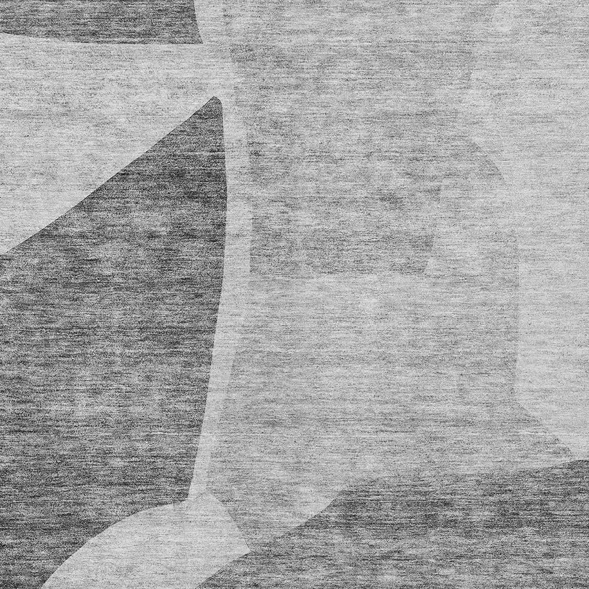 Silver Gray And Graphite Abstract Washable Indoor Outdoor Area Rug Photo 6