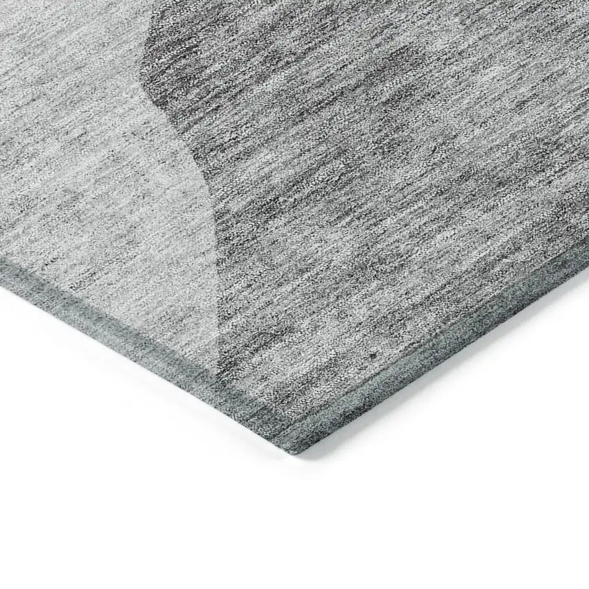 Silver Gray And Graphite Abstract Washable Indoor Outdoor Area Rug Photo 5