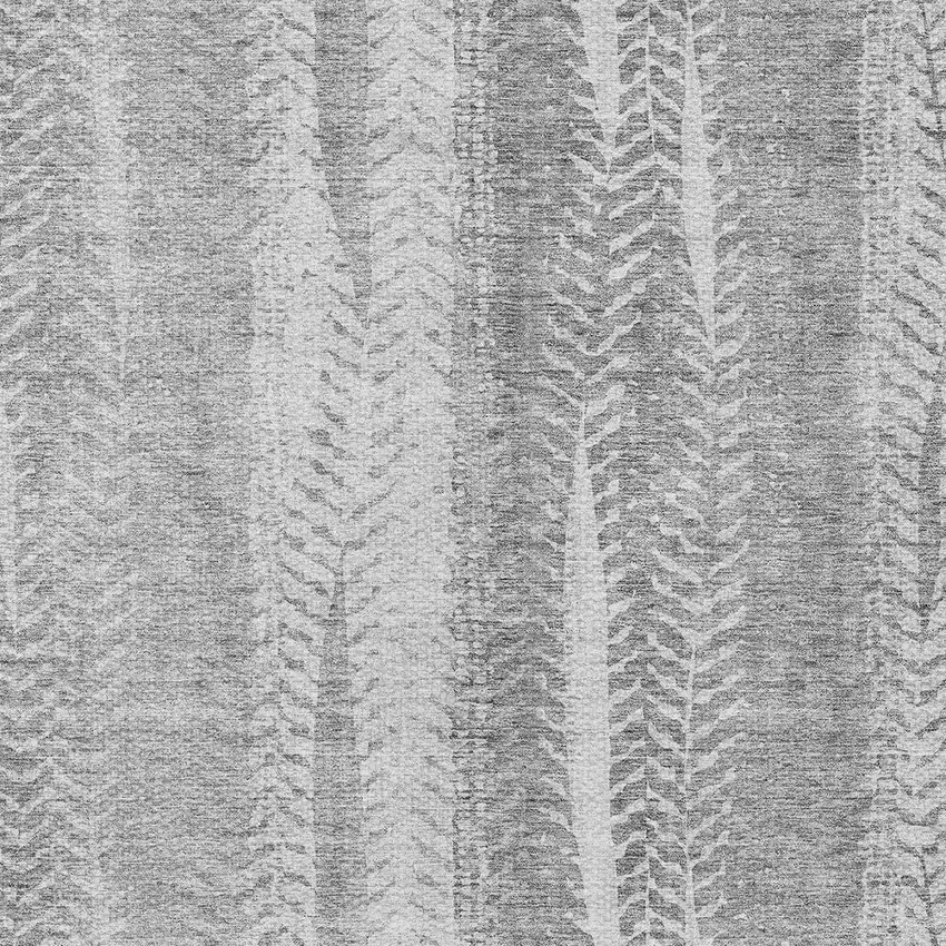 Silver Gray And Graphite Botanical Leaves Washable Indoor Outdoor Area Rug Photo 5