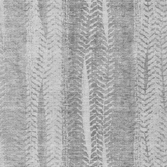 Silver Gray And Graphite Botanical Leaves Washable Indoor Outdoor Area Rug Photo 4