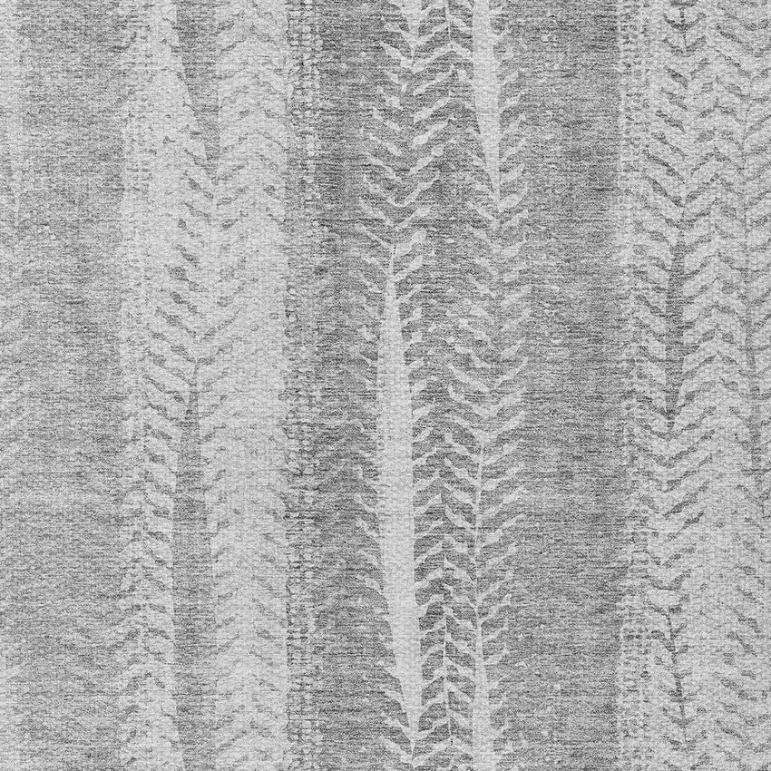 Silver Gray And Graphite Botanical Leaves Washable Indoor Outdoor Area Rug Photo 4