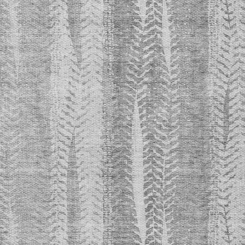 Silver Gray And Graphite Botanical Leaves Washable Indoor Outdoor Area Rug Photo 5