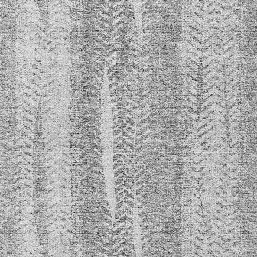 Silver Gray And Graphite Botanical Leaves Washable Indoor Outdoor Area Rug Photo 5