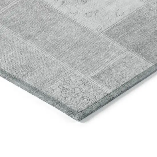 Silver Gray And Graphite Patchwork Washable Indoor Outdoor Area Rug Photo 4