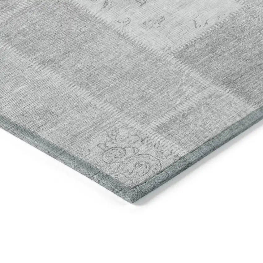 Silver Gray And Graphite Patchwork Washable Indoor Outdoor Area Rug Photo 4