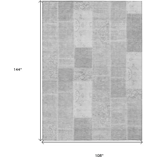 Silver Gray And Graphite Patchwork Washable Indoor Outdoor Area Rug Photo 3