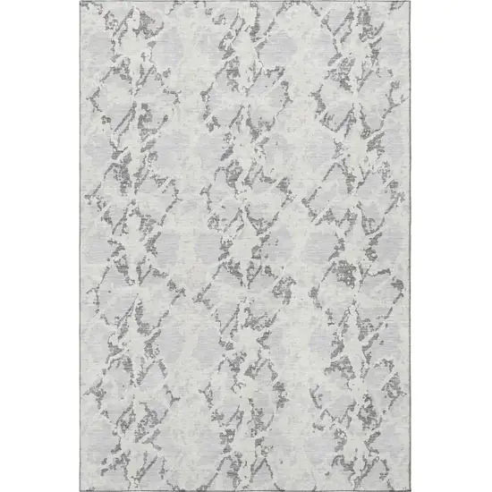 Silver Gray And Ivory Abstract Washable Area Rug With UV Protection Photo 2