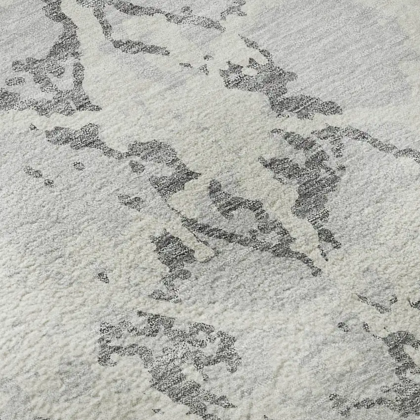 Silver Gray And Ivory Abstract Washable Area Rug With UV Protection Photo 9