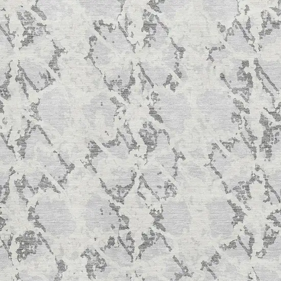 Silver Gray And Ivory Abstract Washable Area Rug With UV Protection Photo 2