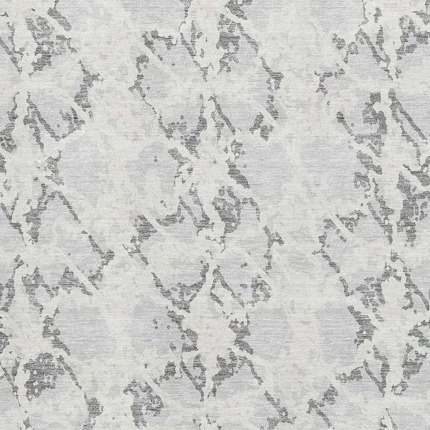 Silver Gray And Ivory Abstract Washable Area Rug With UV Protection Photo 2