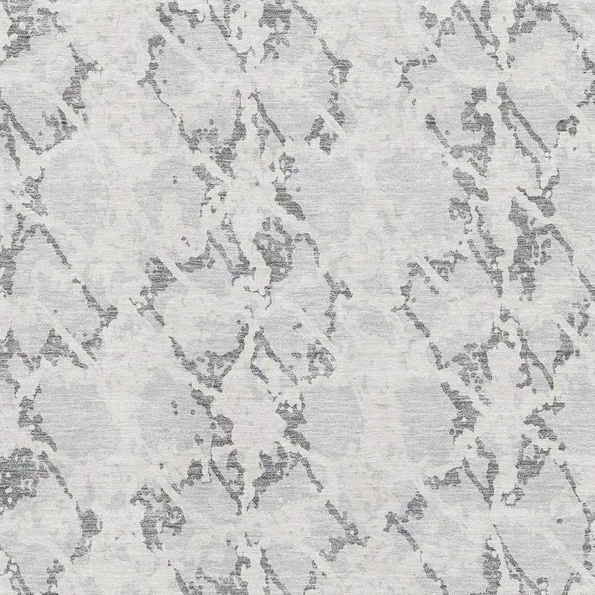 Silver Gray And Ivory Abstract Washable Area Rug With UV Protection Photo 2