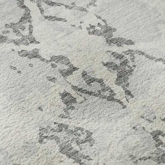 Silver Gray And Ivory Abstract Washable Area Rug With UV Protection Photo 9