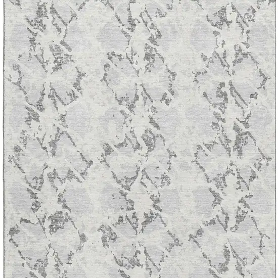 Silver Gray And Ivory Abstract Washable Area Rug With UV Protection Photo 3