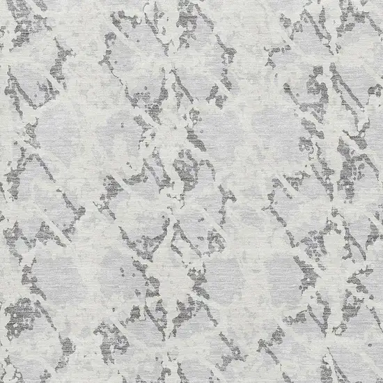 Silver Gray And Ivory Abstract Washable Area Rug With UV Protection Photo 2