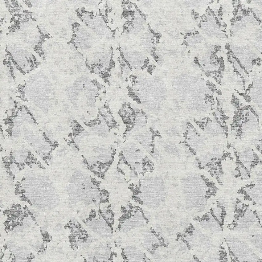 Silver Gray And Ivory Abstract Washable Area Rug With UV Protection Photo 2