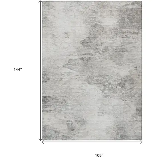 Silver Gray And Ivory Abstract Washable Indoor Outdoor Area Rug Photo 3