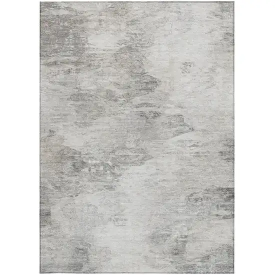 Silver Gray And Ivory Abstract Washable Indoor Outdoor Area Rug Photo 5