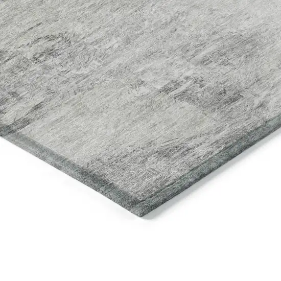 Silver Gray And Ivory Abstract Washable Indoor Outdoor Area Rug Photo 4