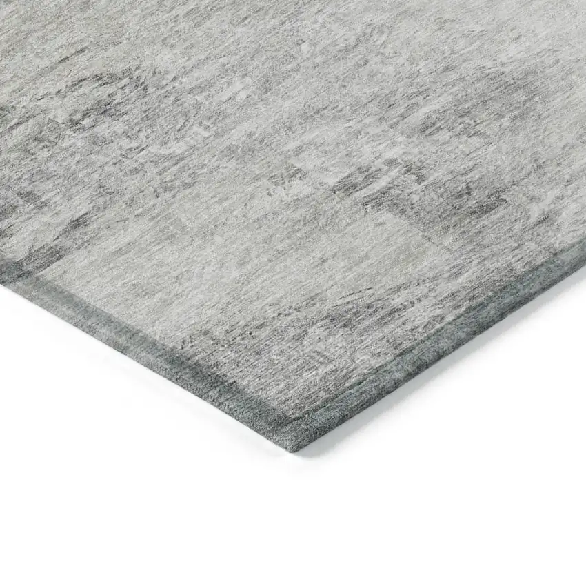 Silver Gray And Ivory Abstract Washable Indoor Outdoor Area Rug Photo 4