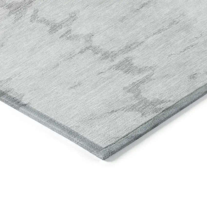 Silver Gray And Ivory Abstract Washable Indoor Outdoor Area Rug Photo 4