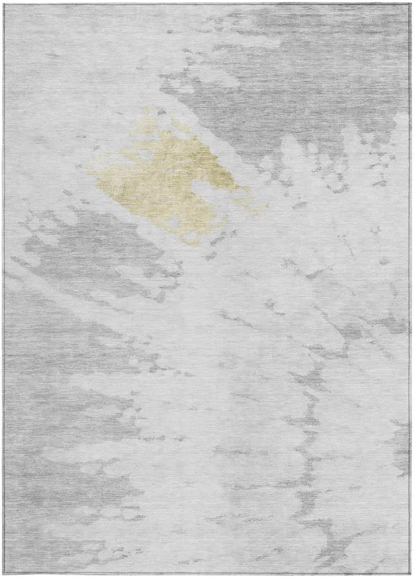 Silver Gray And Ivory Abstract Washable Indoor Outdoor Area Rug Photo 5