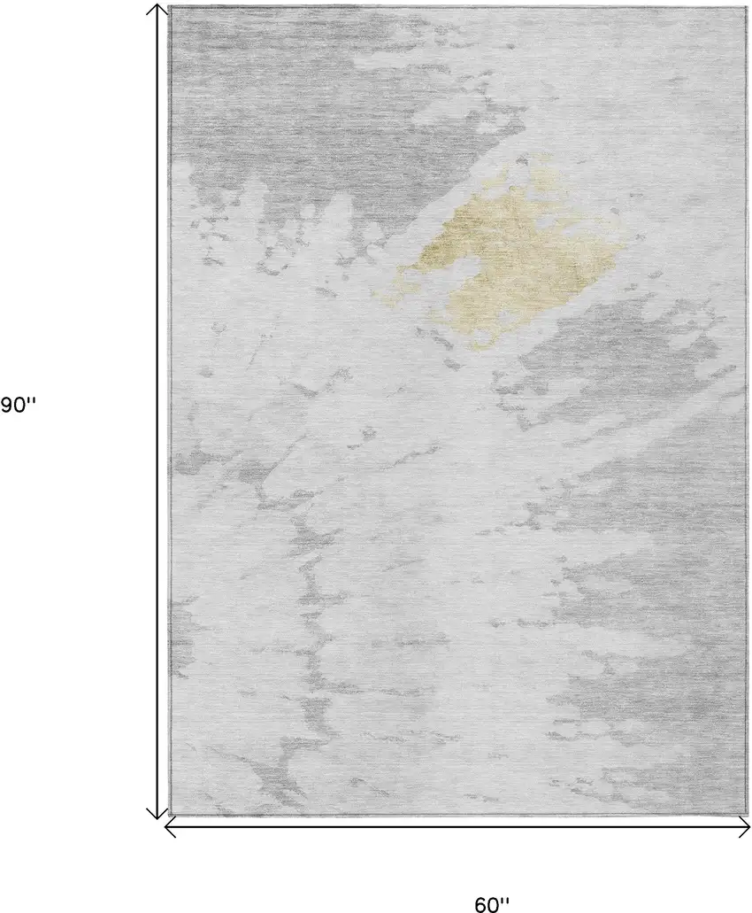 Silver Gray And Ivory Abstract Washable Indoor Outdoor Area Rug Photo 3
