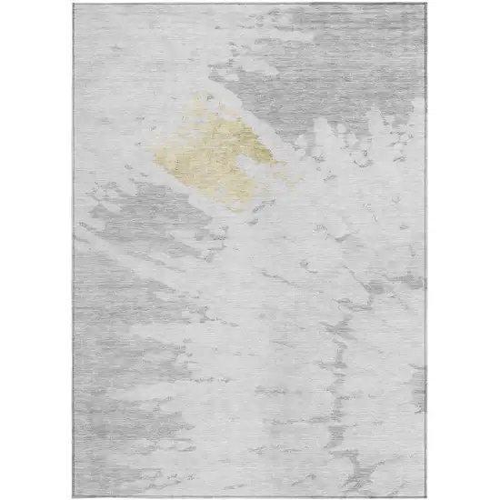 Silver Gray And Ivory Abstract Washable Indoor Outdoor Area Rug Photo 5