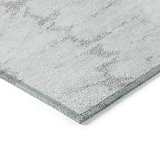 Silver Gray And Ivory Abstract Washable Indoor Outdoor Area Rug Photo 4