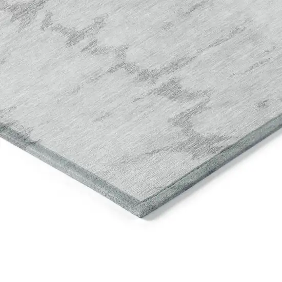 Silver Gray And Ivory Abstract Washable Indoor Outdoor Area Rug Photo 4