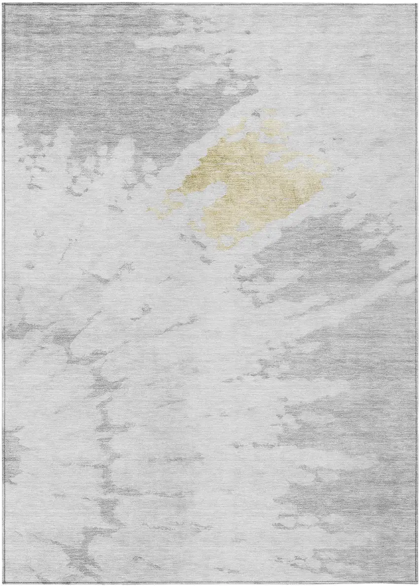 Silver Gray And Ivory Abstract Washable Indoor Outdoor Area Rug Photo 2