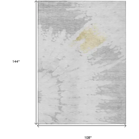 Silver Gray And Ivory Abstract Washable Indoor Outdoor Area Rug Photo 3